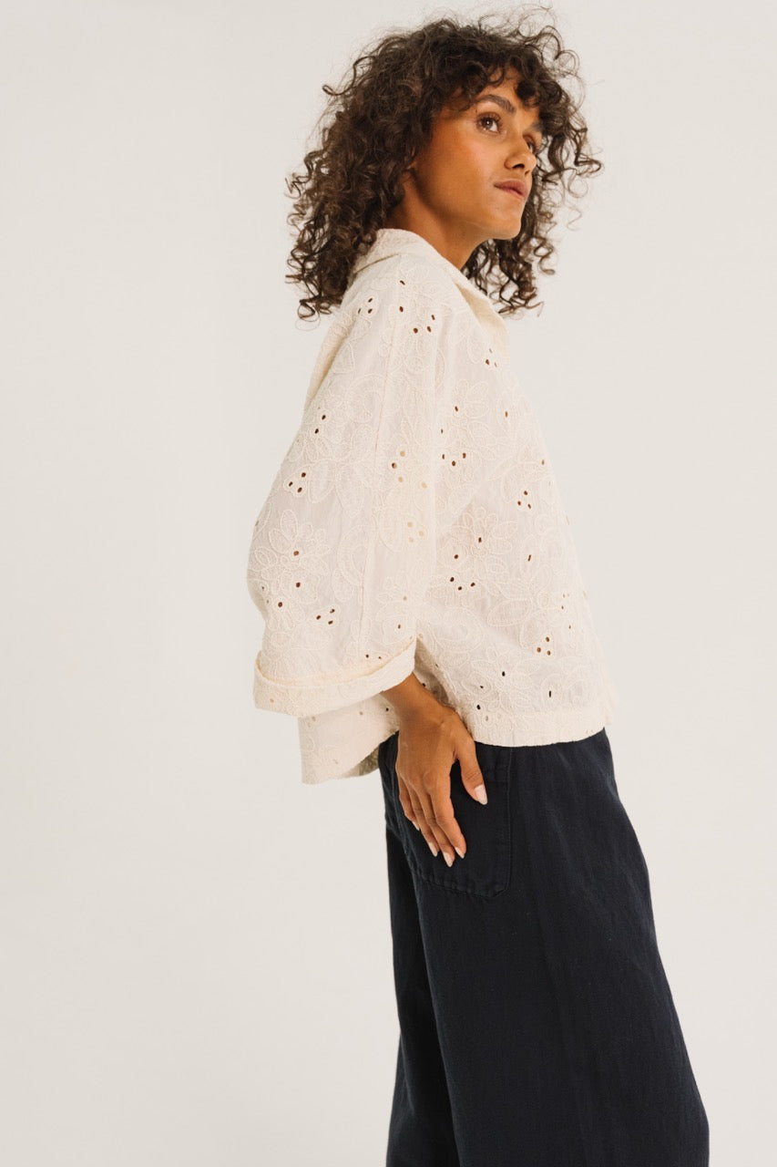 Emy Folk Shirt - Blanc